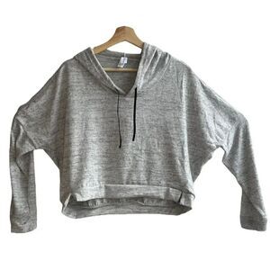 New Over The Limit Apparel Heather Gray Cropped Hooded Lightweight Sweatshirt